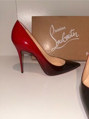 Christian Louboutin “Décolleté” 564 (100) Red-to-Black Patent Stiletto